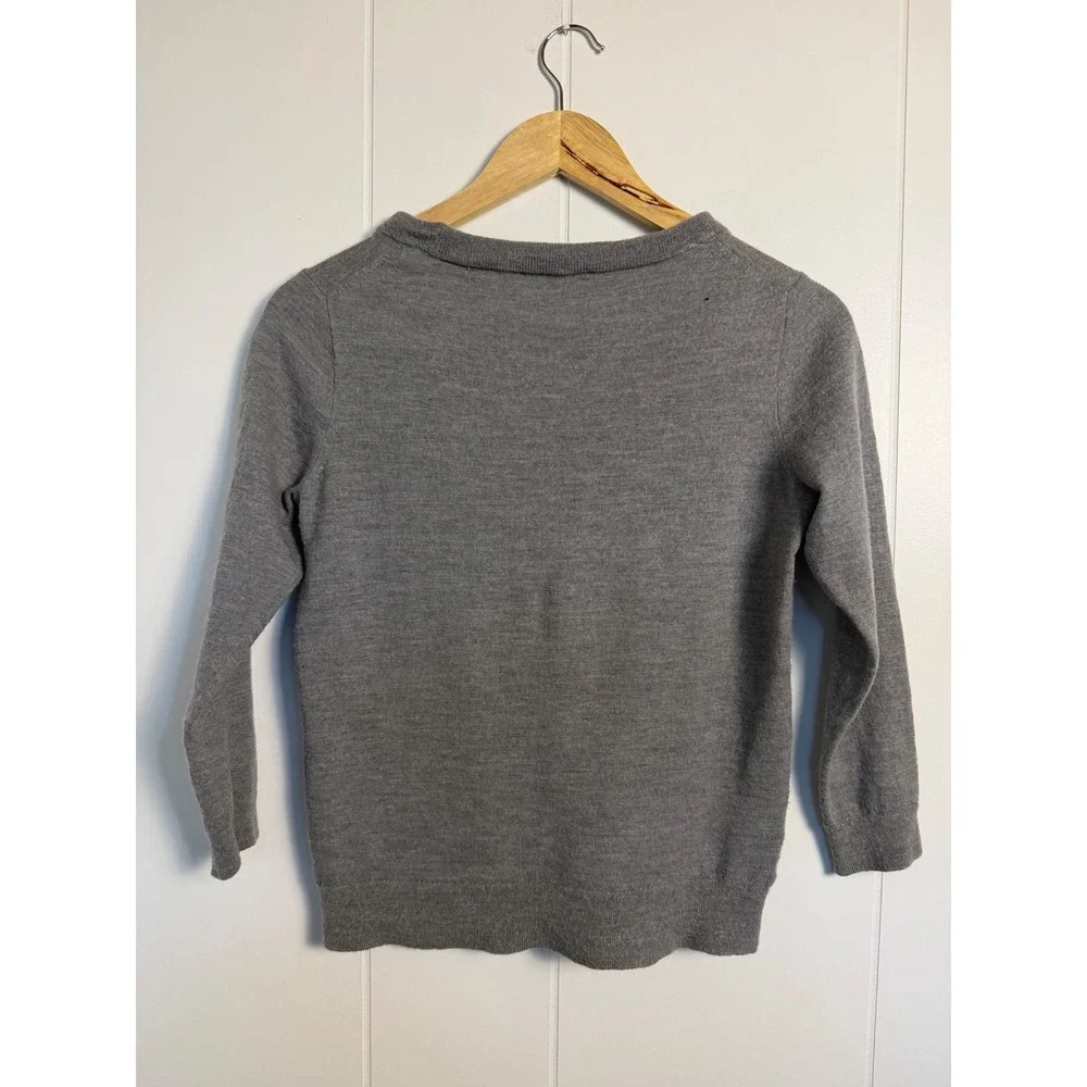 100% Merino Wool J.Crew Tippi Sweater M Gray 3/4 Sleeve Knit Pullover - Picture 7 of 7